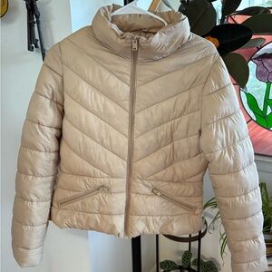 Women's Beige Puffer Jacket- Love Tree Brand